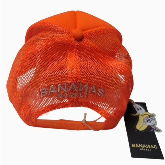 Bananas Monkey Orange Trucker Hat With Embroidered Banana Design - NWT - Picture 2 of 5